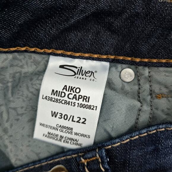 Silver Jeans Aiko Mid capri size 30x22 womens denim dark wash 6458 - Picture 9 of 11